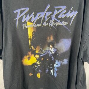 Prince Purple Rain Graphic T-Shirt Mens Black Vintage Rock Band Tee XL 2XL
